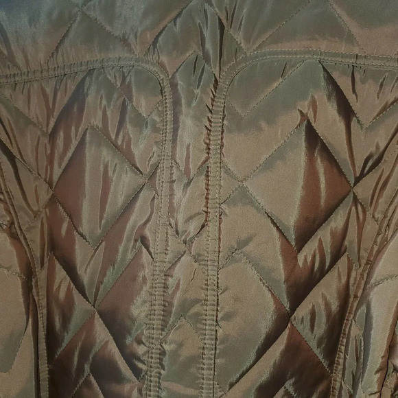 ANN TAYLOR LOFT | Quilted Metallic Iridescent Trench Coat Small - Picture 9 of 11